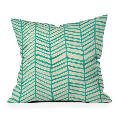 Cat Coquillette Herringbone Turquoise Throw Pillow
