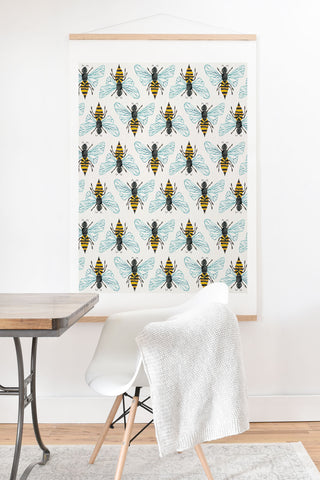Cat Coquillette Honey Bee Pattern Art Print And Hanger