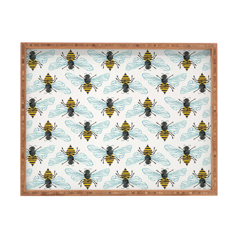 Cat Coquillette Honey Bee Pattern Rectangular Tray