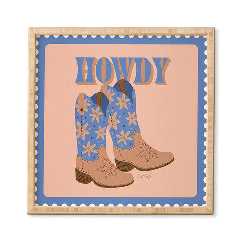 Cat Coquillette Howdy Cowgirl Blue Peach Framed Wall Art