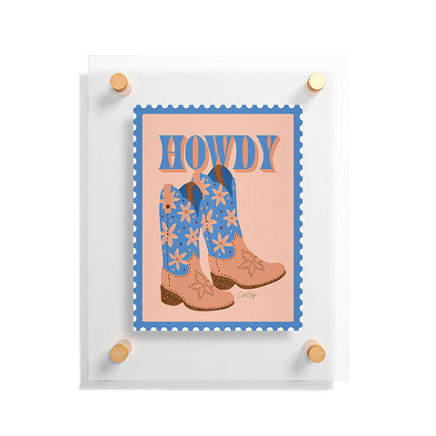 Cat Coquillette Howdy Cowgirl Blue Peach Floating Acrylic Print