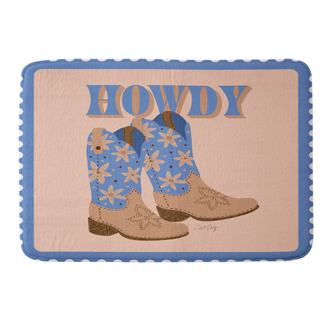 Cat Coquillette Howdy Cowgirl Blue Peach Memory Foam Bath Mat