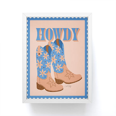 Cat Coquillette Howdy Cowgirl Blue Peach Framed Mini Art Print