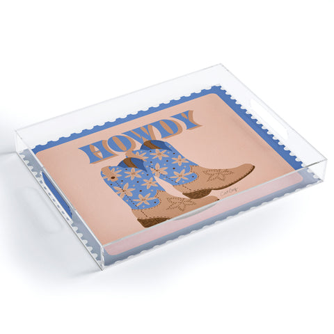 Cat Coquillette Howdy Cowgirl Blue Peach Acrylic Tray