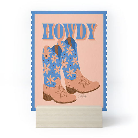 Cat Coquillette Howdy Cowgirl Blue Peach Mini Art Print
