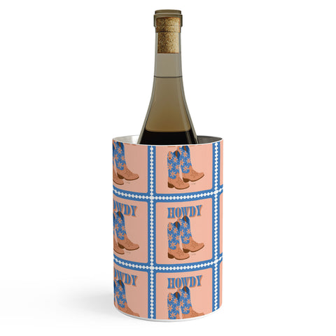 Cat Coquillette Howdy Cowgirl Blue Peach Wine Chiller