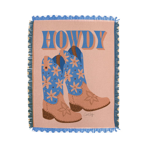 Cat Coquillette Howdy Cowgirl Blue Peach Throw Blanket