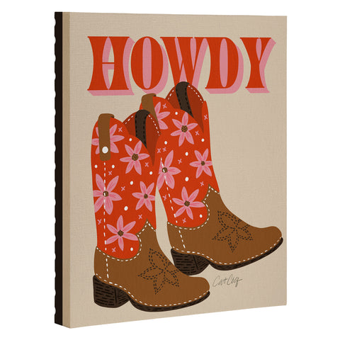 Cat Coquillette Howdy Cowgirl Coral Pink Art Canvas