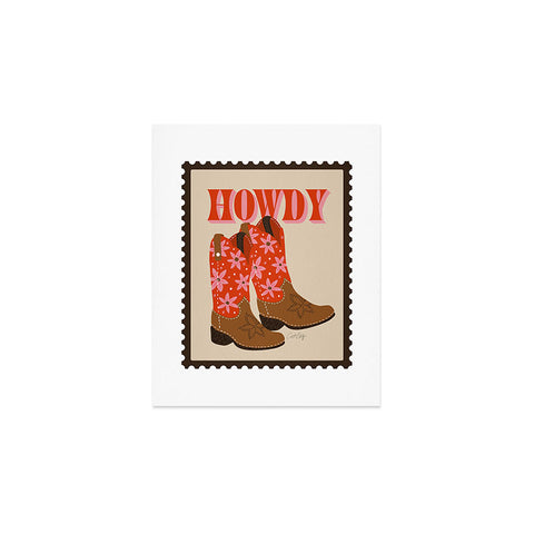 Cat Coquillette Howdy Cowgirl Coral Pink Art Print