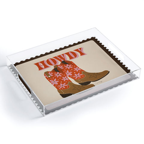 Cat Coquillette Howdy Cowgirl Coral Pink Acrylic Tray