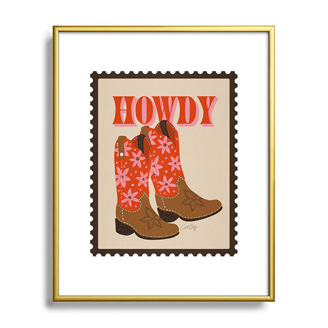 Cat Coquillette Howdy Cowgirl Coral Pink Metal Framed Art Print