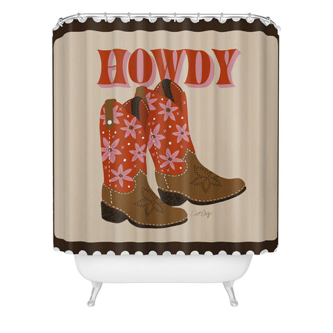 Cat Coquillette Howdy Cowgirl Coral Pink Shower Curtain