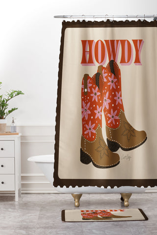 Cat Coquillette Howdy Cowgirl Coral Pink Shower Curtain And Mat