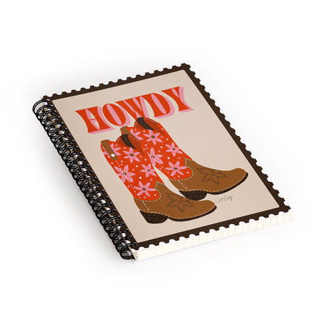 Cat Coquillette Howdy Cowgirl Coral Pink Spiral Notebook