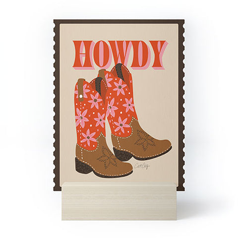 Cat Coquillette Howdy Cowgirl Coral Pink Mini Art Print
