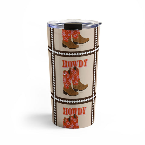 Cat Coquillette Howdy Cowgirl Coral Pink Travel Mug