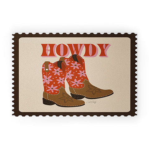 Cat Coquillette Howdy Cowgirl Coral Pink Welcome Mat