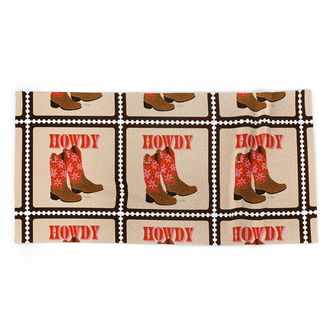 Cat Coquillette Howdy Cowgirl Coral Pink Beach Towel
