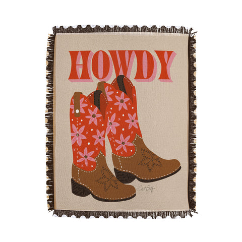 Cat Coquillette Howdy Cowgirl Coral Pink Throw Blanket