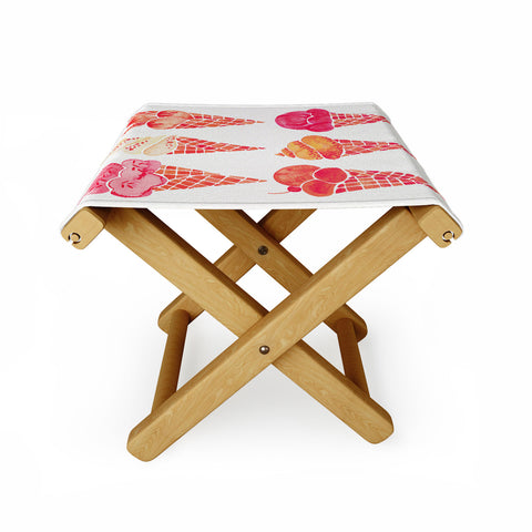 Cat Coquillette Ice Cream Cones Pink Folding Stool