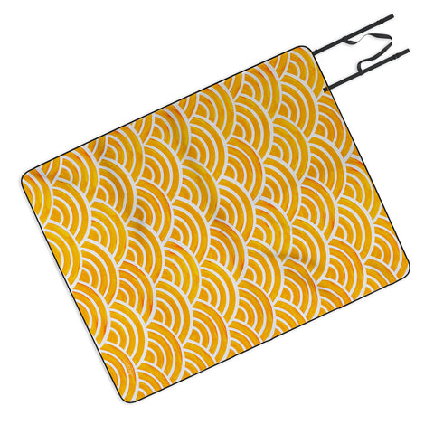 Cat Coquillette Japanese Seigaiha Marigold Picnic Blanket