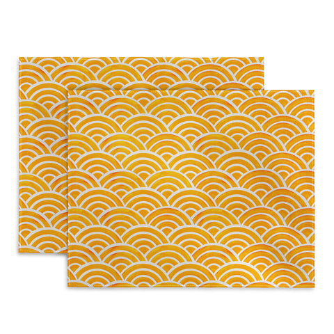 Cat Coquillette Japanese Seigaiha Marigold Placemat