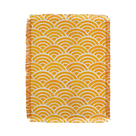 Cat Coquillette Japanese Seigaiha Marigold Throw Blanket
