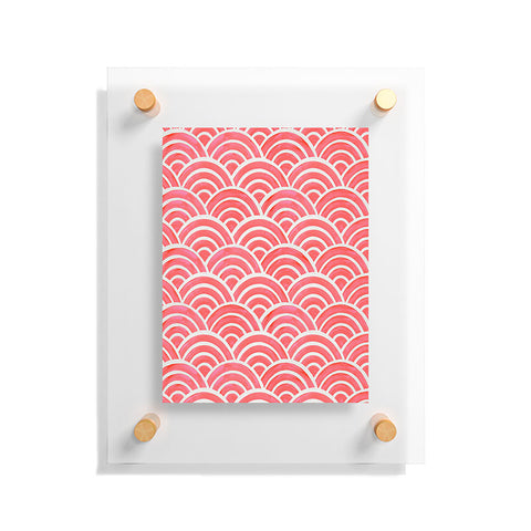 Cat Coquillette Japanese Seigaiha Wave Coral Floating Acrylic Print