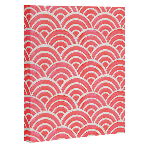 Cat Coquillette Japanese Seigaiha Wave Coral Art Canvas