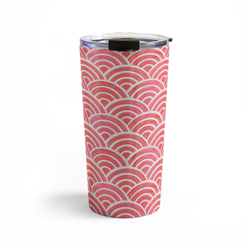 Cat Coquillette Japanese Seigaiha Wave Coral Travel Mug