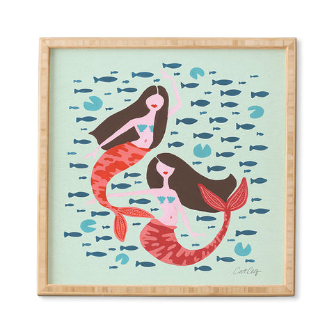 Cat Coquillette Koi Mermaids on Mint Framed Wall Art