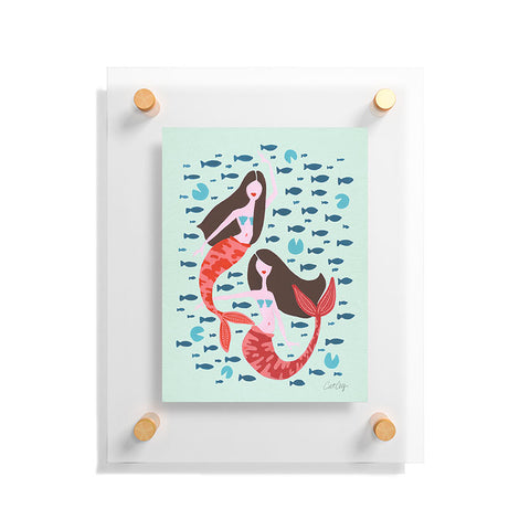 Cat Coquillette Koi Mermaids on Mint Floating Acrylic Print