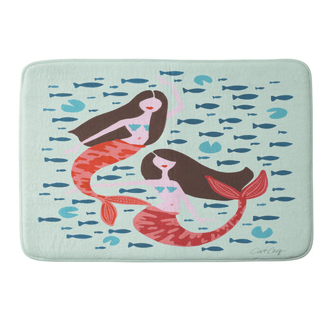 Cat Coquillette Koi Mermaids on Mint Memory Foam Bath Mat