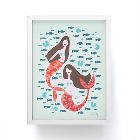 Cat Coquillette Koi Mermaids on Mint Framed Mini Art Print