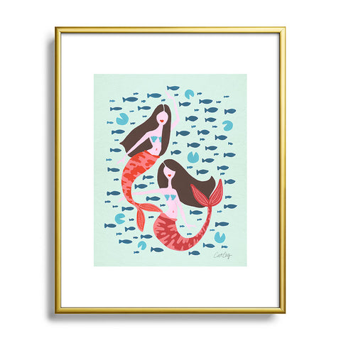 Cat Coquillette Koi Mermaids on Mint Metal Framed Art Print