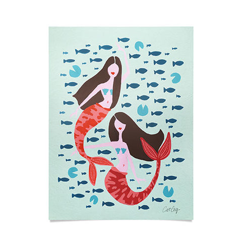Cat Coquillette Koi Mermaids on Mint Poster