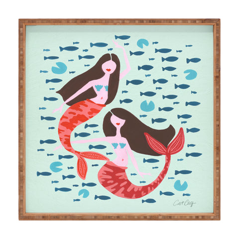 Cat Coquillette Koi Mermaids on Mint Square Tray