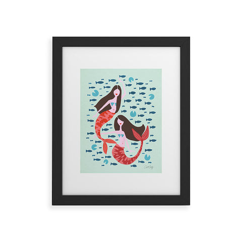 Cat Coquillette Koi Mermaids on Mint Framed Art Print