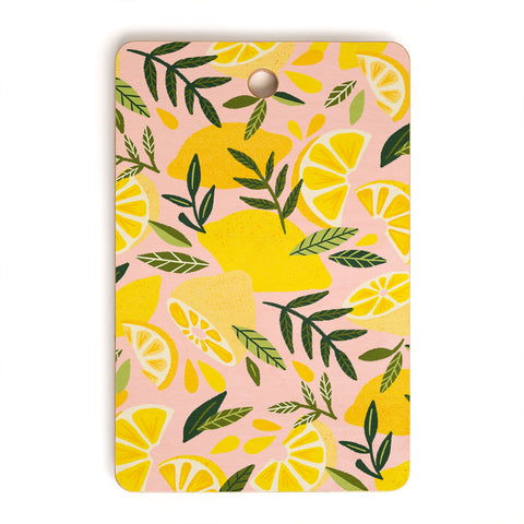 Cat Coquillette Lemon Blooms Blush Palette Cutting Board Rectangle