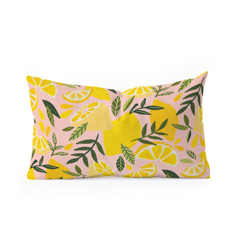 Cat Coquillette Lemon Blooms Blush Palette Oblong Throw Pillow