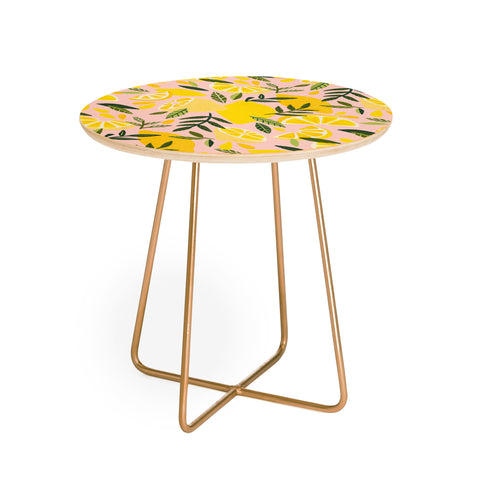 Cat Coquillette Lemon Blooms Blush Palette Round Side Table