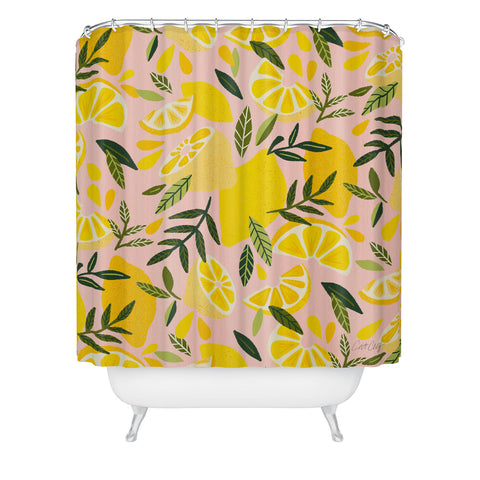 Cat Coquillette Lemon Blooms Blush Palette Shower Curtain