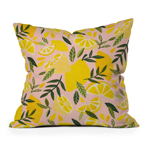 Cat Coquillette Lemon Blooms Blush Palette Throw Pillow
