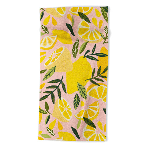 Cat Coquillette Lemon Blooms Blush Palette Beach Towel