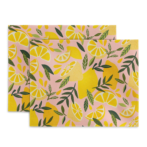 Cat Coquillette Lemon Blooms Blush Palette Placemat