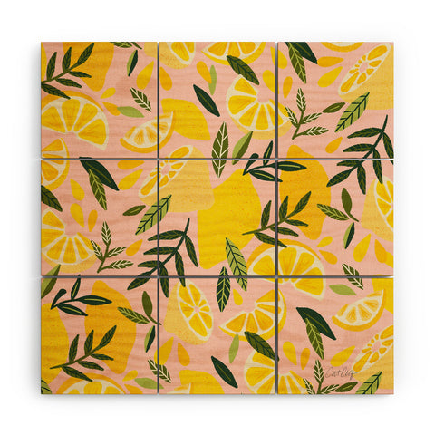 Cat Coquillette Lemon Blooms Blush Palette Wood Wall Mural