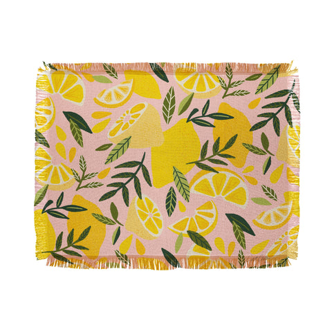 Cat Coquillette Lemon Blooms Blush Palette Throw Blanket