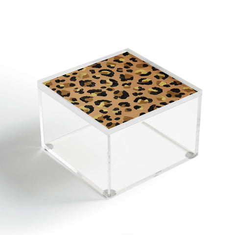 Cat Coquillette Leopard Print Neutral Gold Acrylic Box