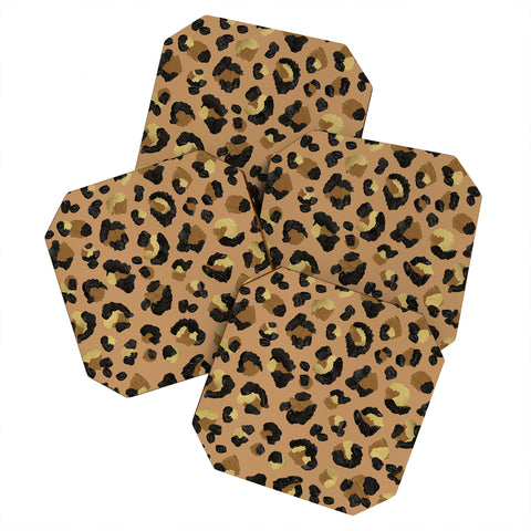 Cat Coquillette Leopard Print Neutral Gold Coaster Set