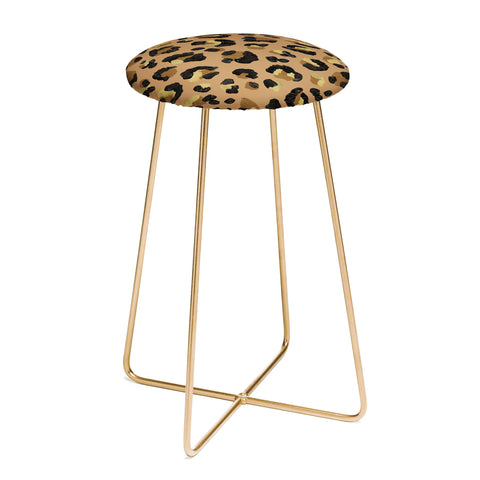 Cat Coquillette Leopard Print Neutral Gold Counter Stool